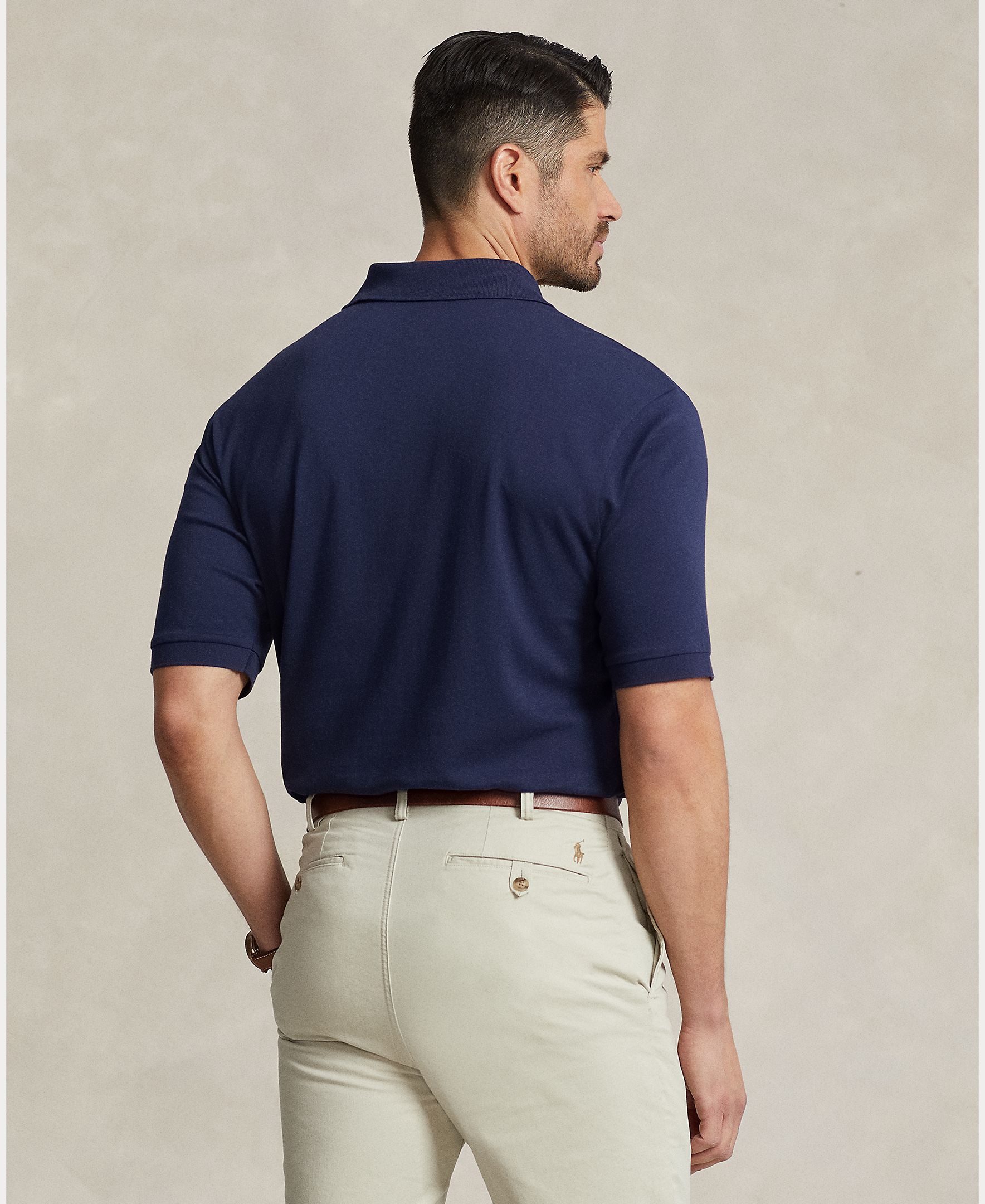 Polo Classic Fit Tamanhos Grandes em Algodão Pima Azul-marinho-3