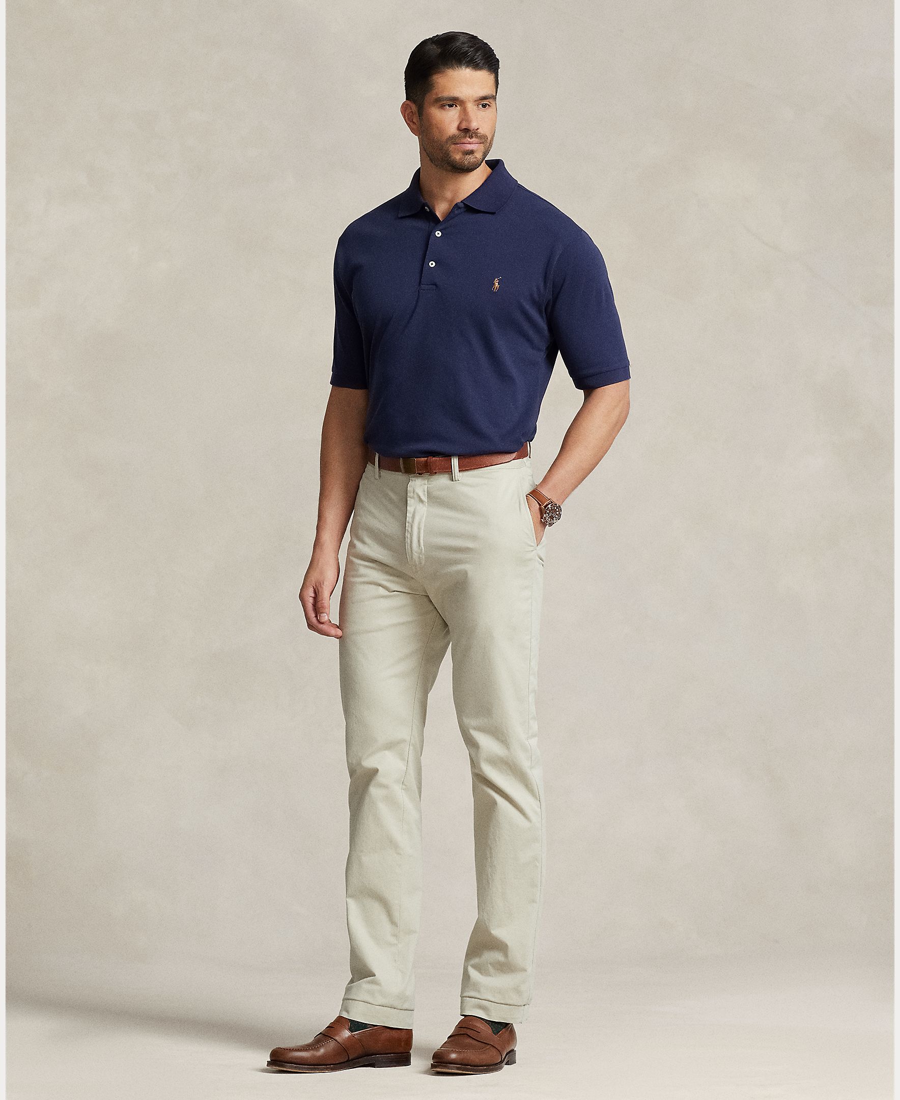 Polo Classic Fit Tamanhos Grandes em Algodão Pima Azul-marinho-6