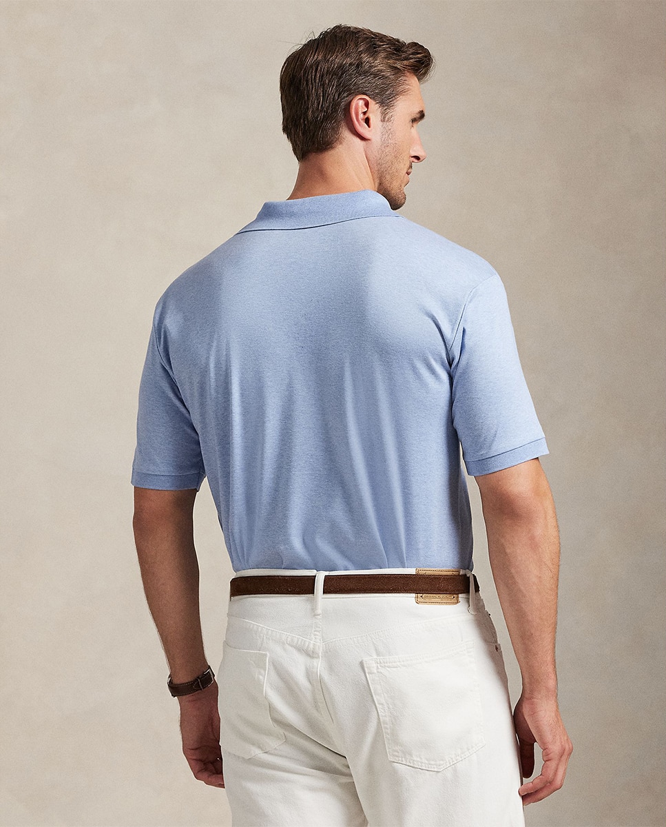 Polo Classic Fit Tamanhos Grandes em Algodão Pima Azul-claro-3