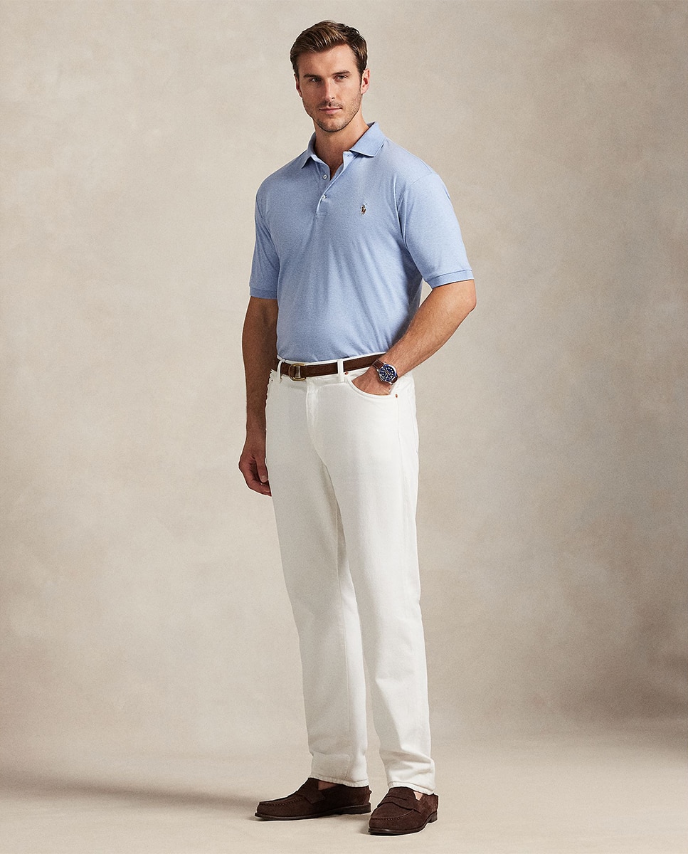 Polo Classic Fit Tamanhos Grandes em Algodão Pima Azul-claro-5