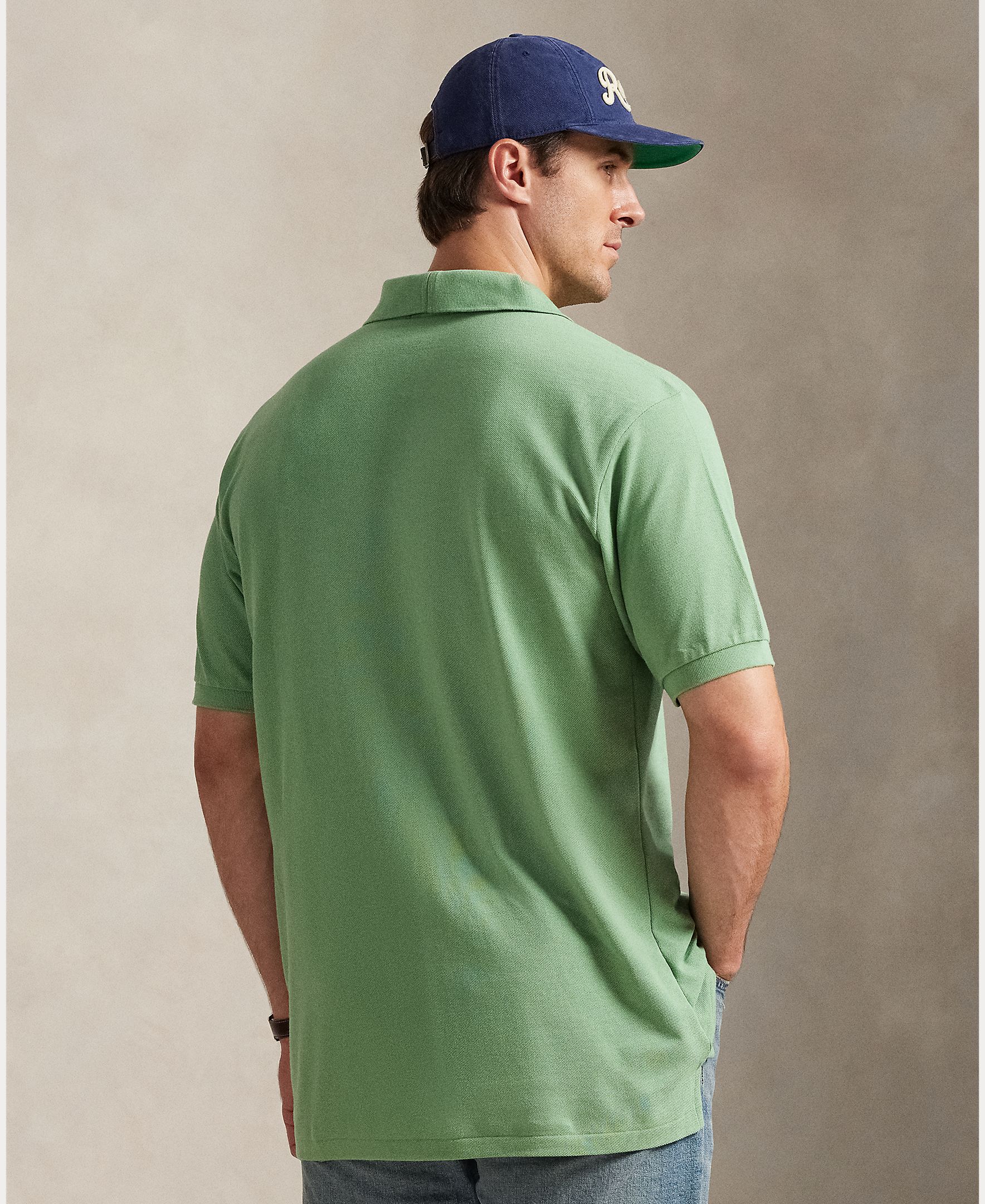 Polo de Piqué com Manga Curta Tamanhos Grandes Musgo-3