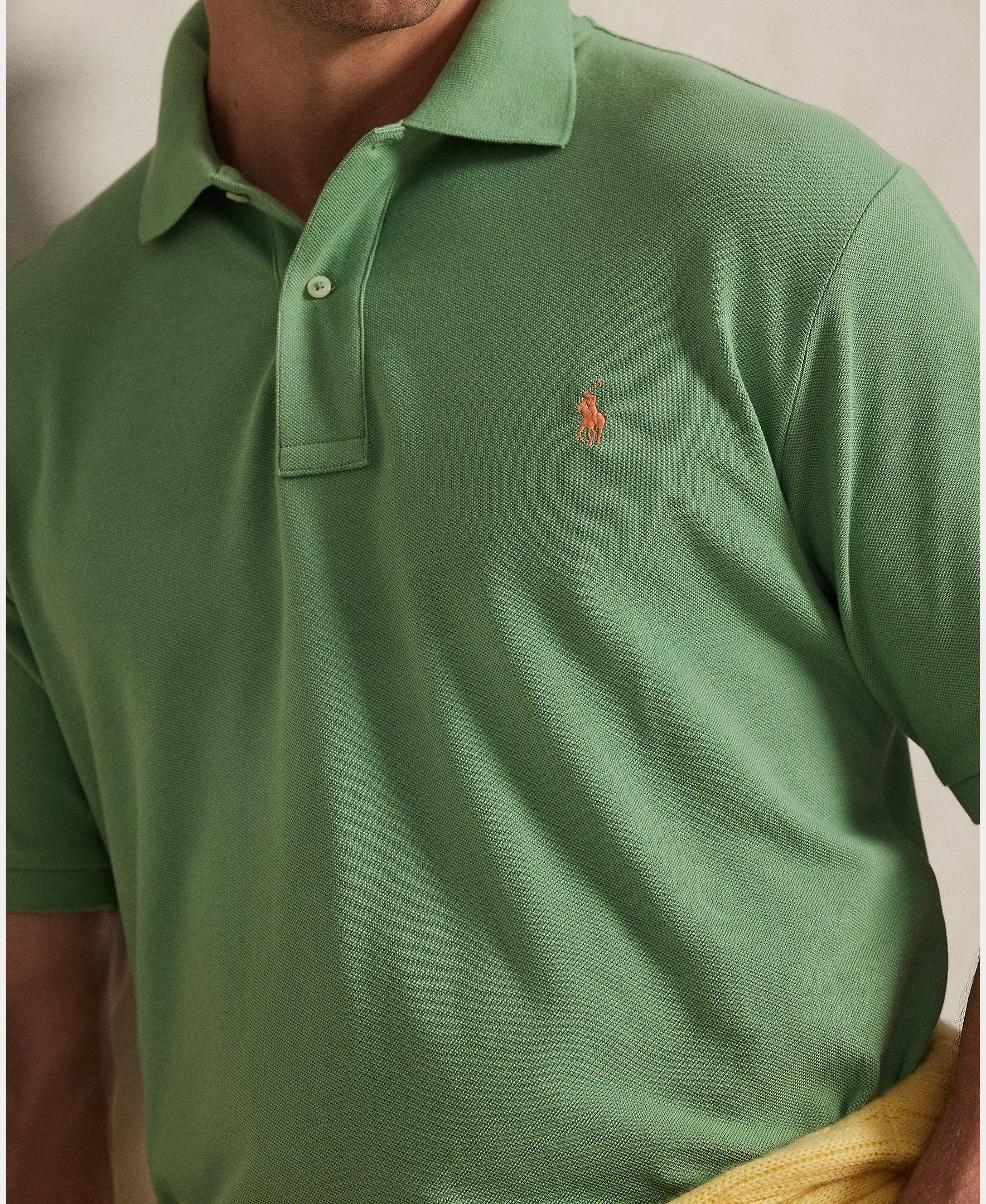 Polo de Piqué com Manga Curta Tamanhos Grandes Musgo-4
