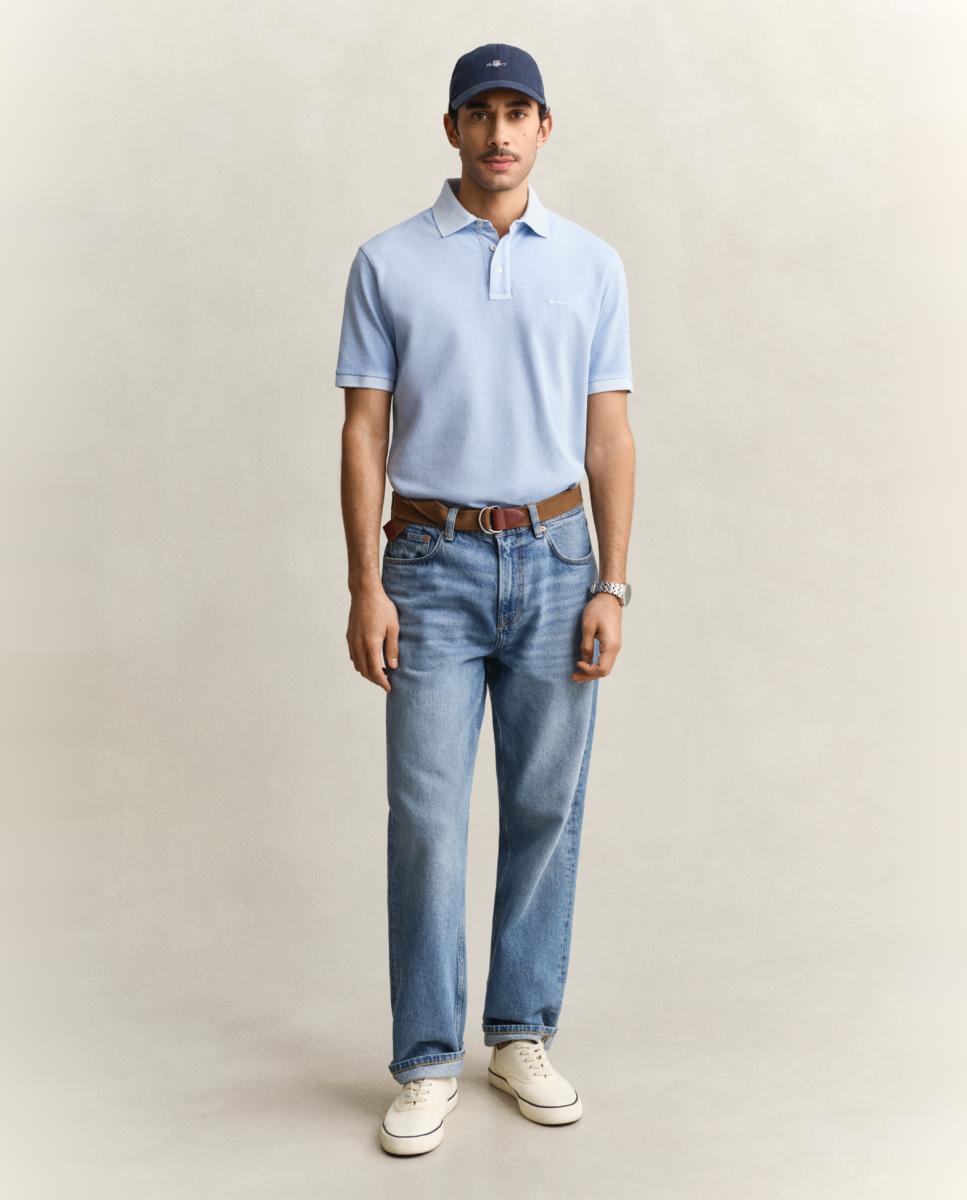 Polo Regular Fit Tamanhos Grandes com Manga Curta Azul-5