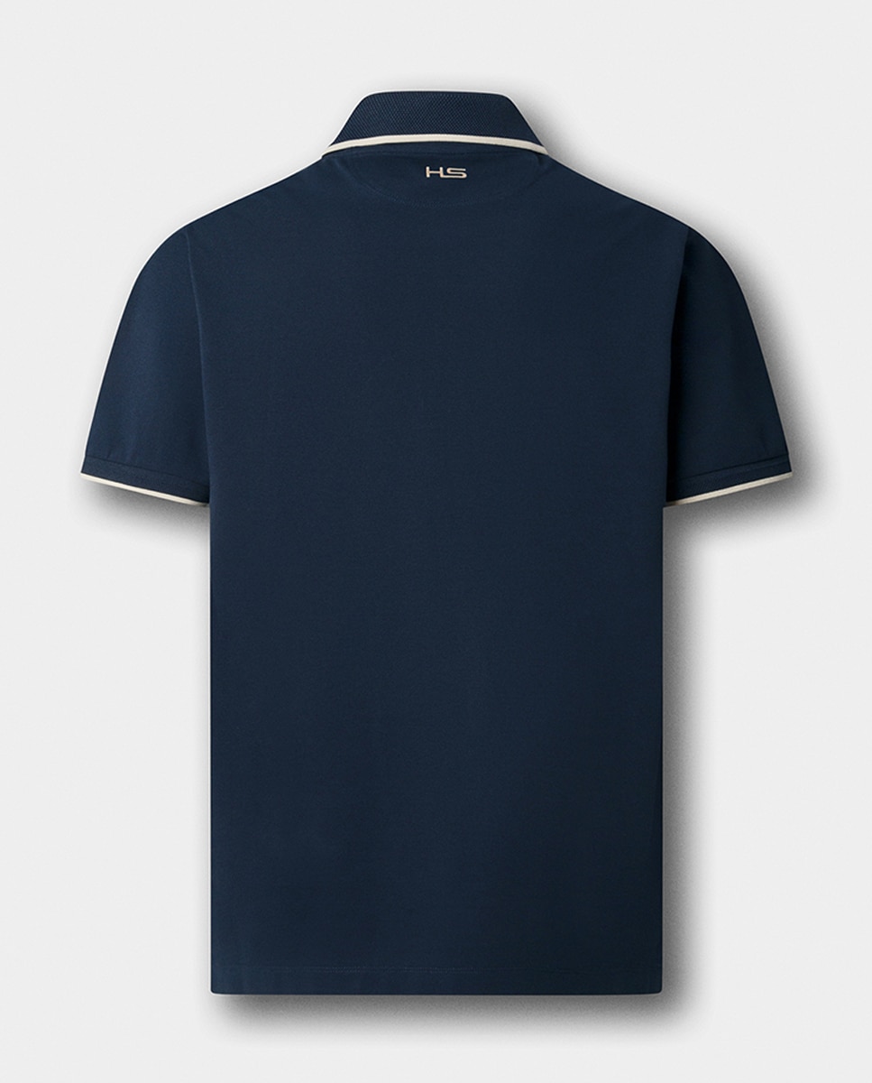 Polo de Manga Curta com Meio Fecho de Correr Tamanhos Grandes Azul-marinho-8