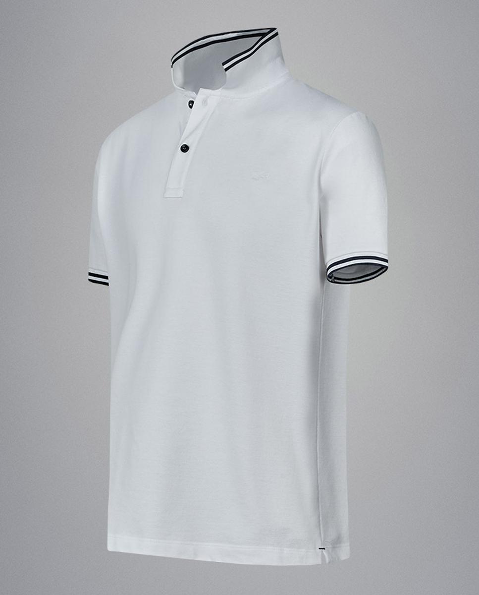 Polo Cápsula Azzurro com Colarinho e Punho com Detalhes em Contraste Branco-3