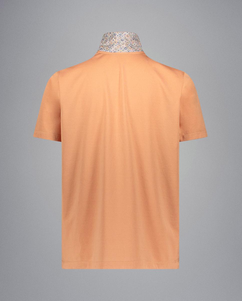 Polo Liso com Interior com Carcela e Estampado Floral Laranja-2