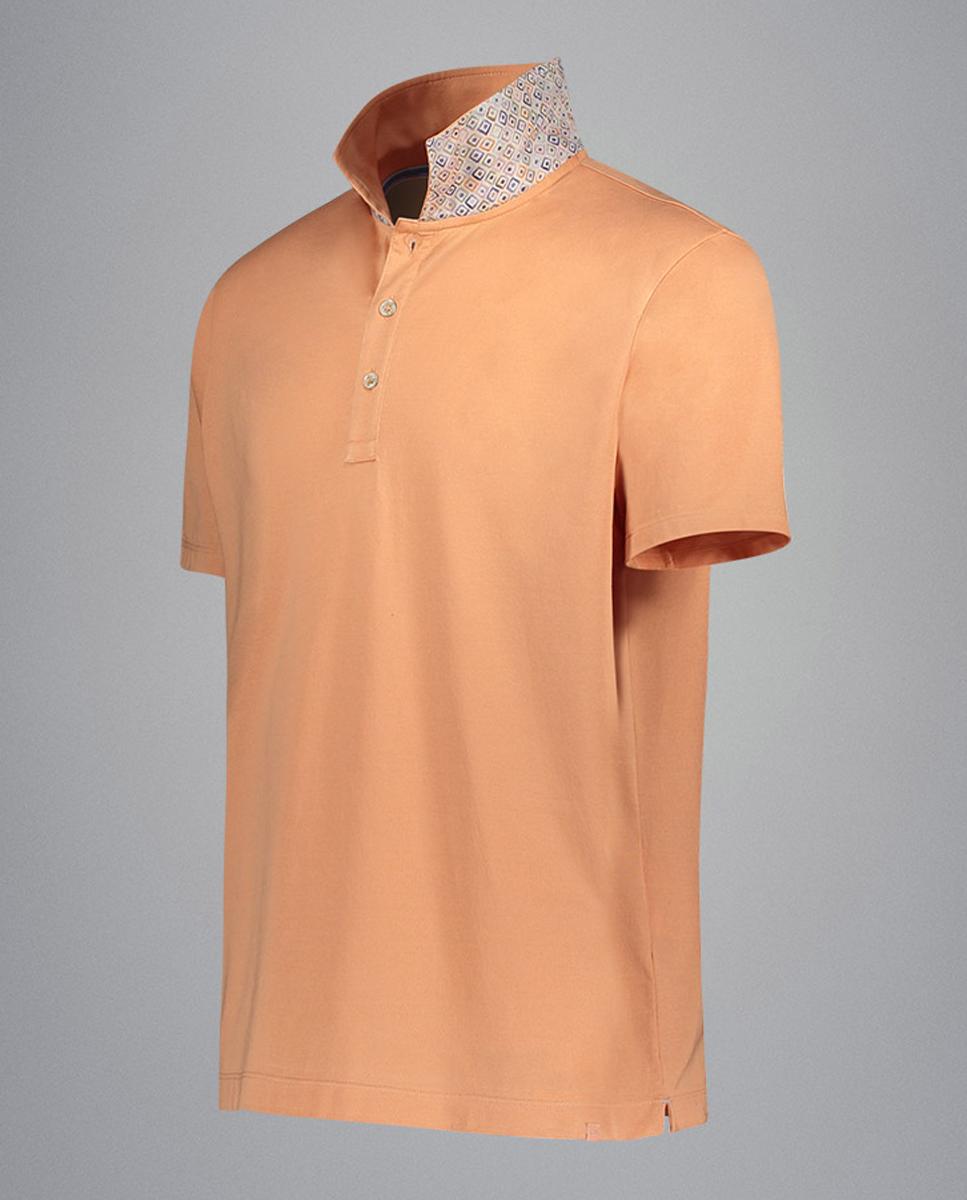 Polo Liso com Interior com Carcela e Estampado Floral Laranja-3