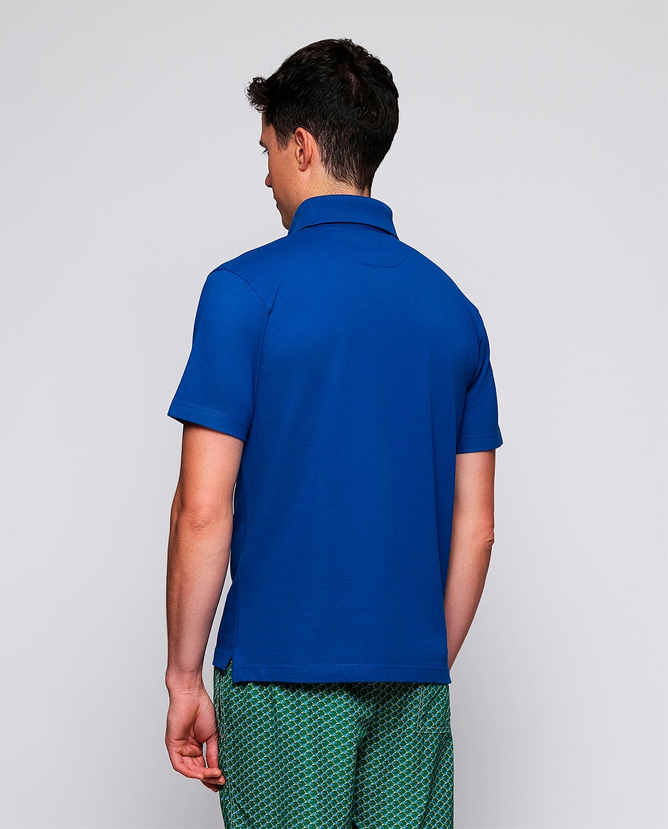 Polo Piqué de Manga Curta com Bolso Tamanhos Grandes Azul-marinho-2
