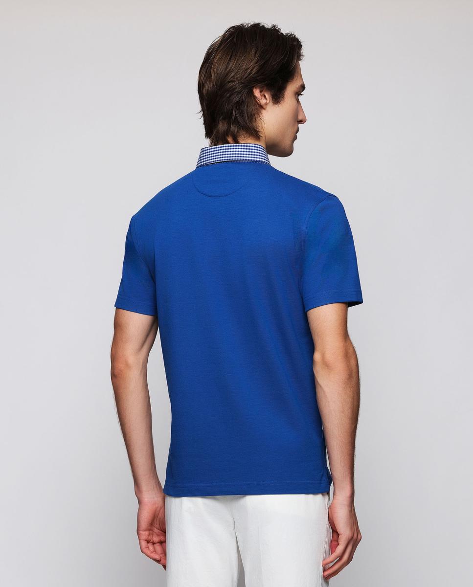 Polo de Manga Curta com Gola de Tecido sem Bolso Tamanhos Grandes Azul-marinho-2