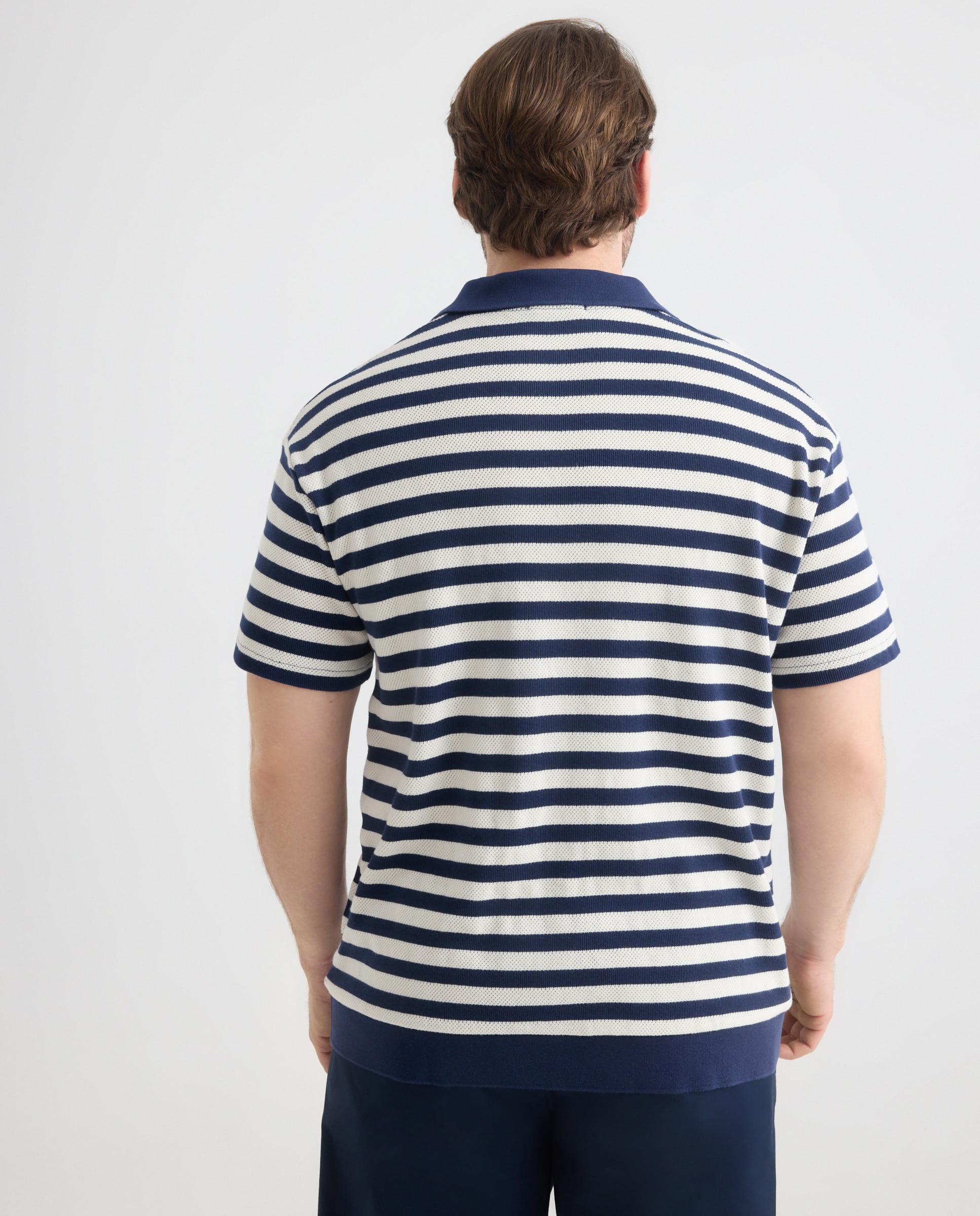 Polo de Algodão às Riscas Tamanhos Grandes Azul / Branco-3