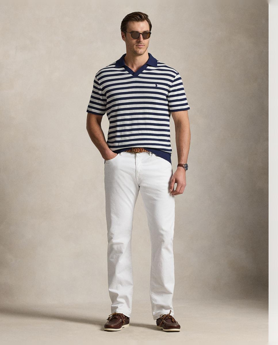 Polo de Algodão às Riscas Tamanhos Grandes Azul / Branco-6