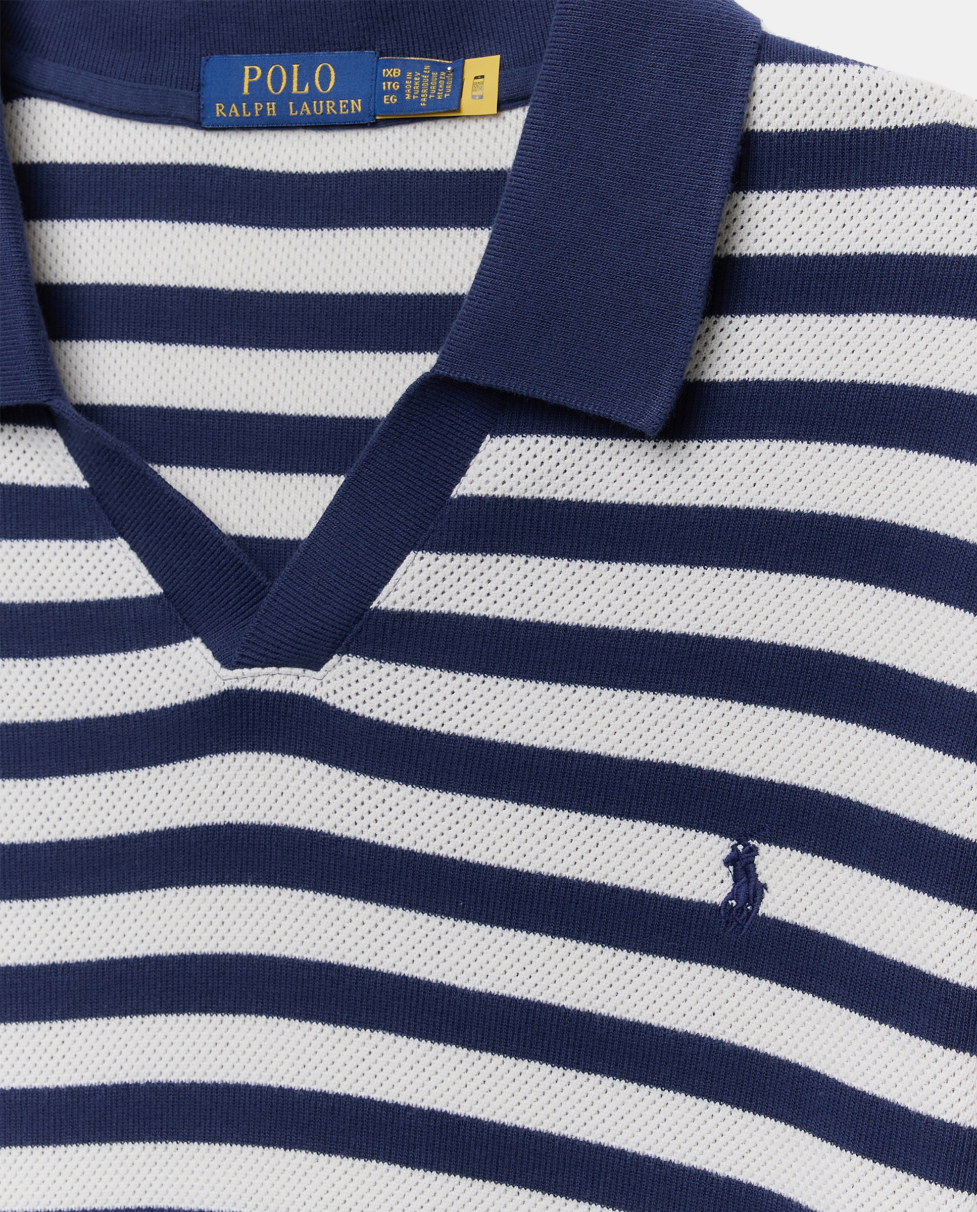 Polo de Algodão às Riscas Tamanhos Grandes Azul / Branco-5