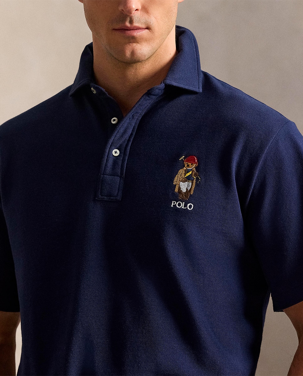Polo de Algodão com Polo Bear Tamanhos Grandes Azul-marinho-5