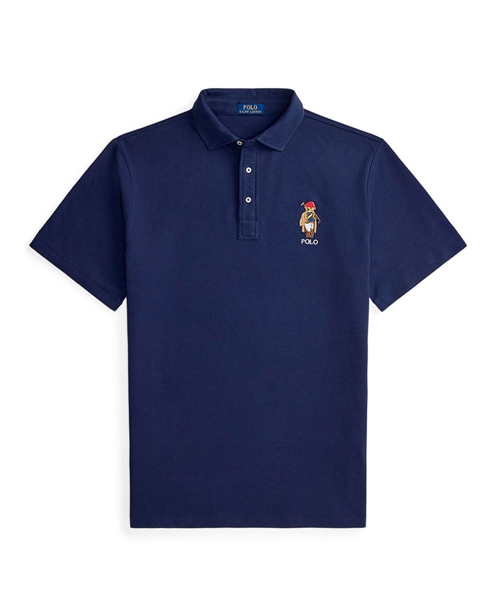 Polo de Algodão com Polo Bear Tamanhos Grandes Azul-marinho-6