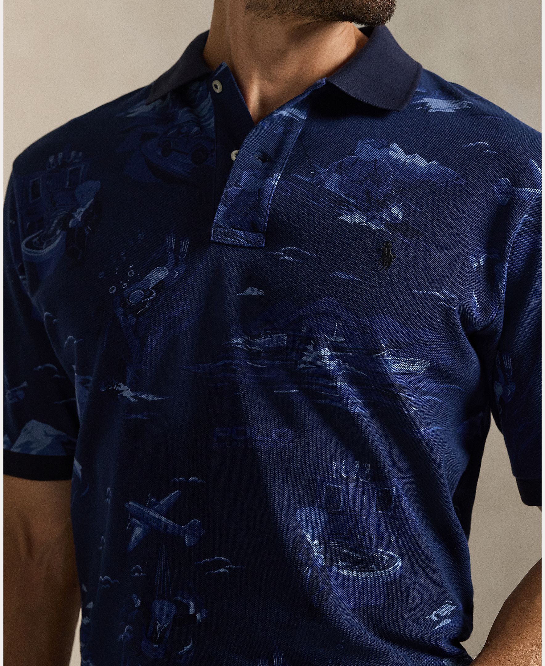 Polo de Piqué com Polo Bear Tamanhos Grandes Azul-marinho-4