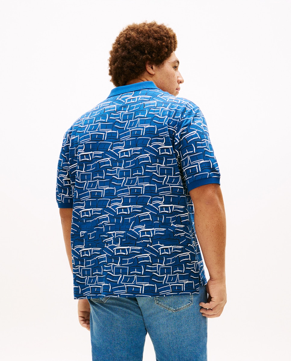 Polo Estampado com Manga Curta Tamanhos Grandes Azul-marinho-2