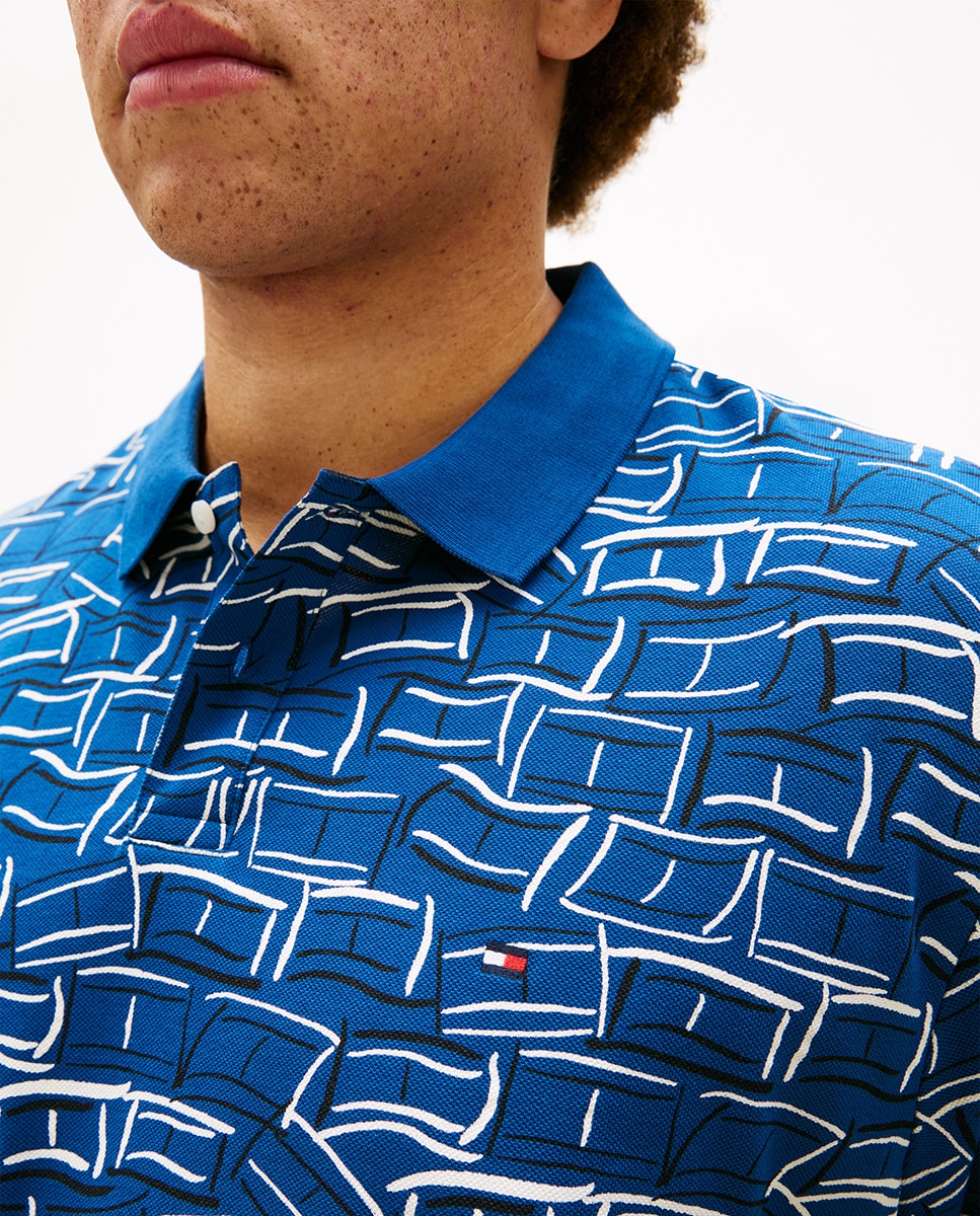 Polo Estampado com Manga Curta Tamanhos Grandes Azul-marinho-3