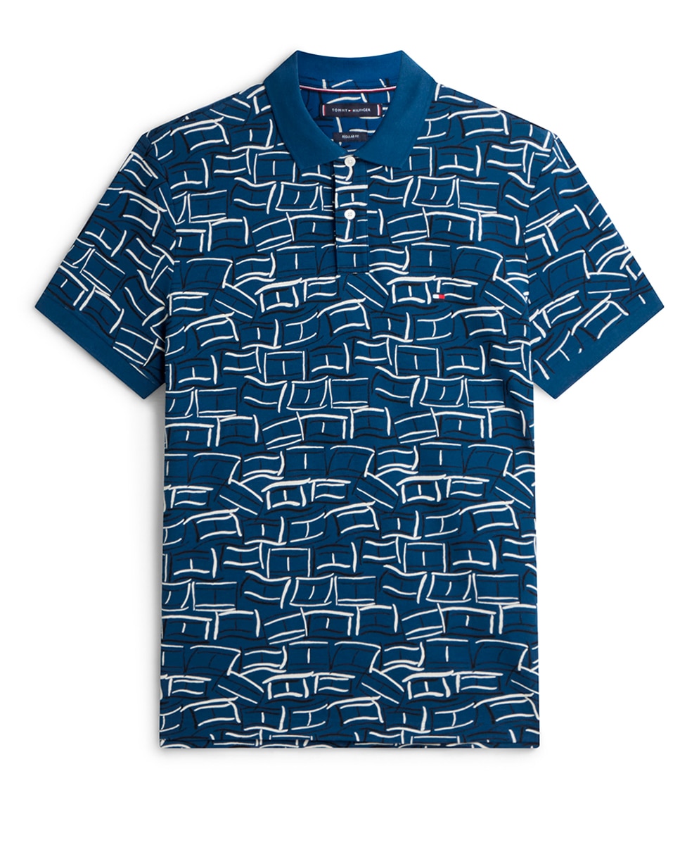 Polo Estampado com Manga Curta Tamanhos Grandes Azul-marinho-4
