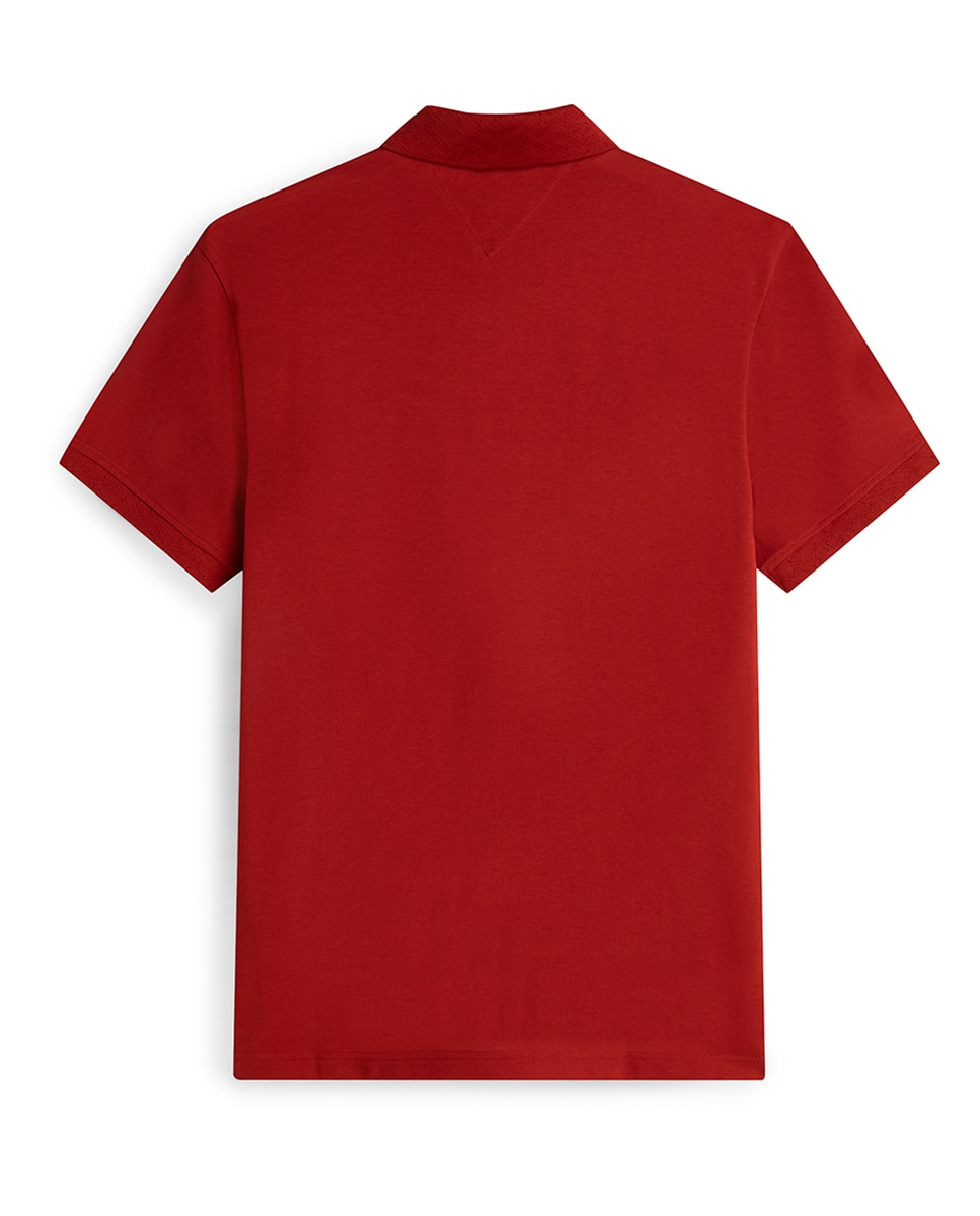 Polo de Manga Curta com Detalhes em Jacquard Tamanhos Grandes Vermelho-2