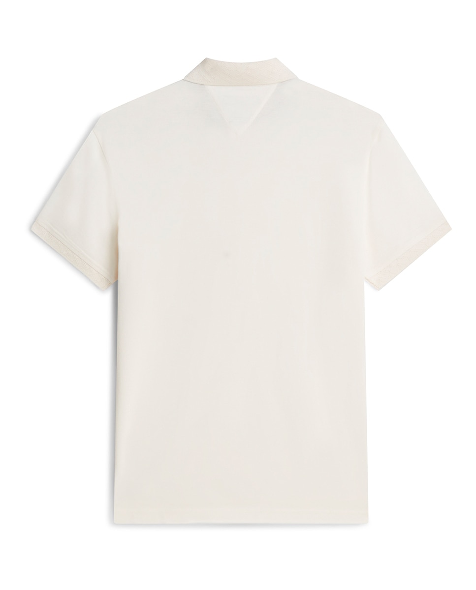 Polo de Manga Curta com Detalhes em Jacquard Tamanhos Grandes Cru-2