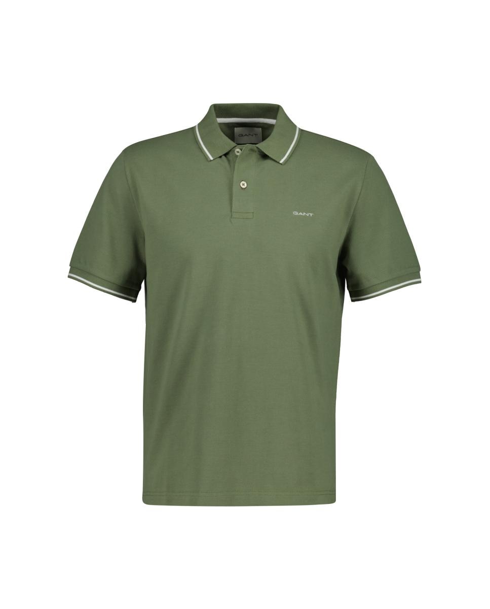 Polo Regular Fit Tamanhos Grandes com Manga Curta Verde-1