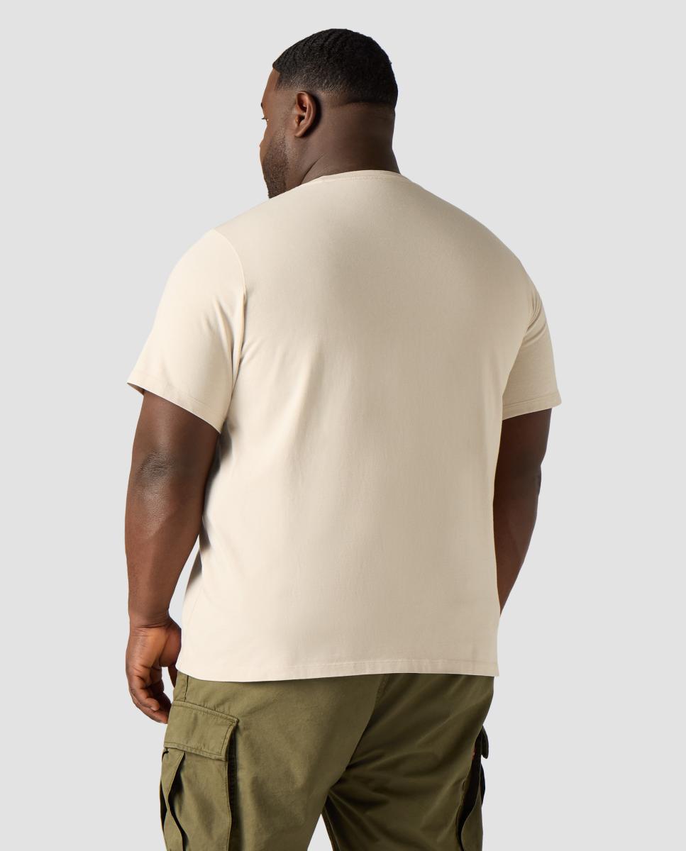 T-shirt de Manga Curta com Decote Redondo Tamanhos Grandes Bege-2