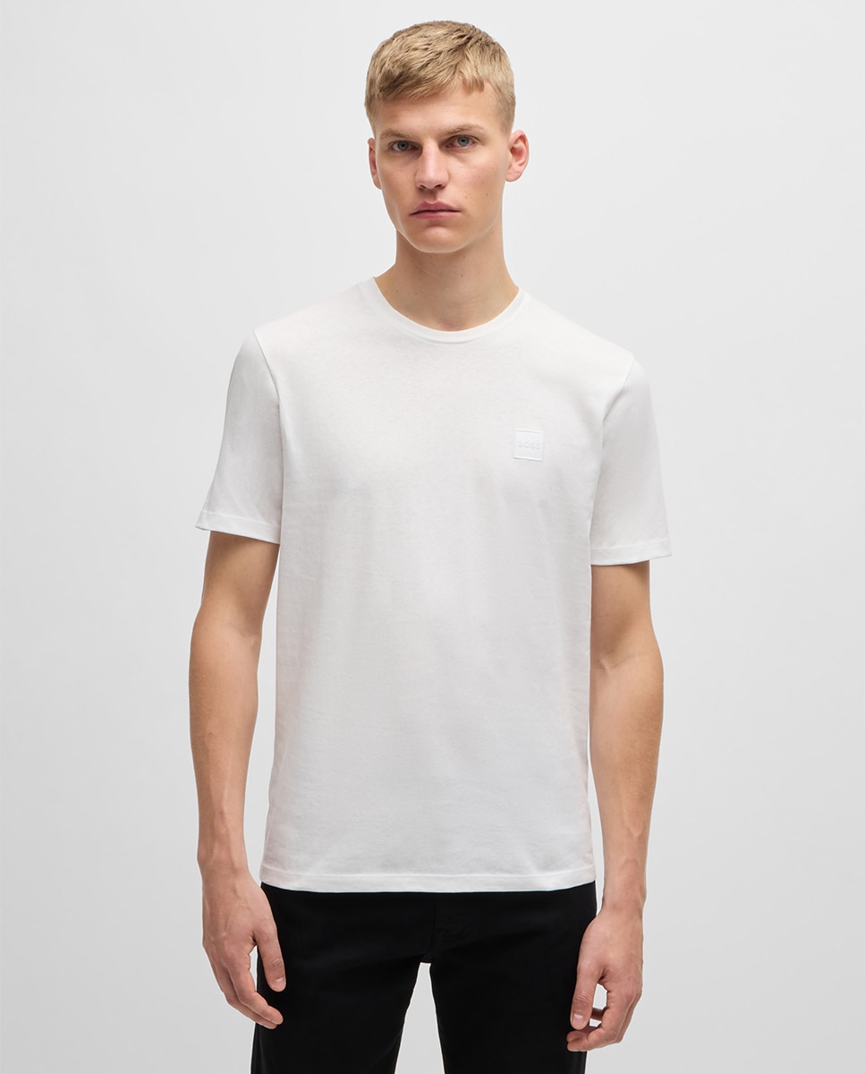 T-shirt de Manga Curta Tamanhos Grandes Branco-1