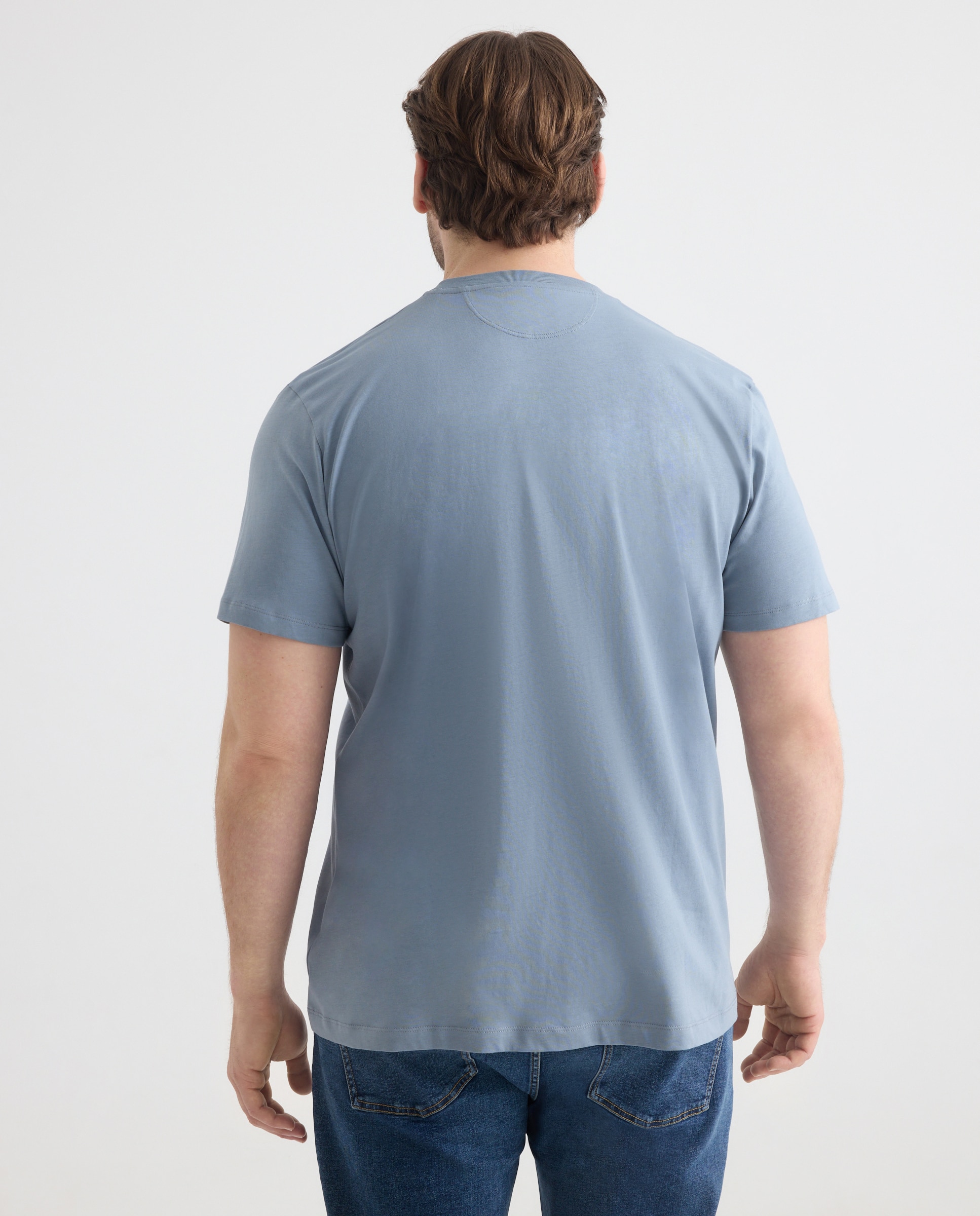 T-shirt de Manga Curta com Logótipo no Peito Tamanhos Grandes Azul-3