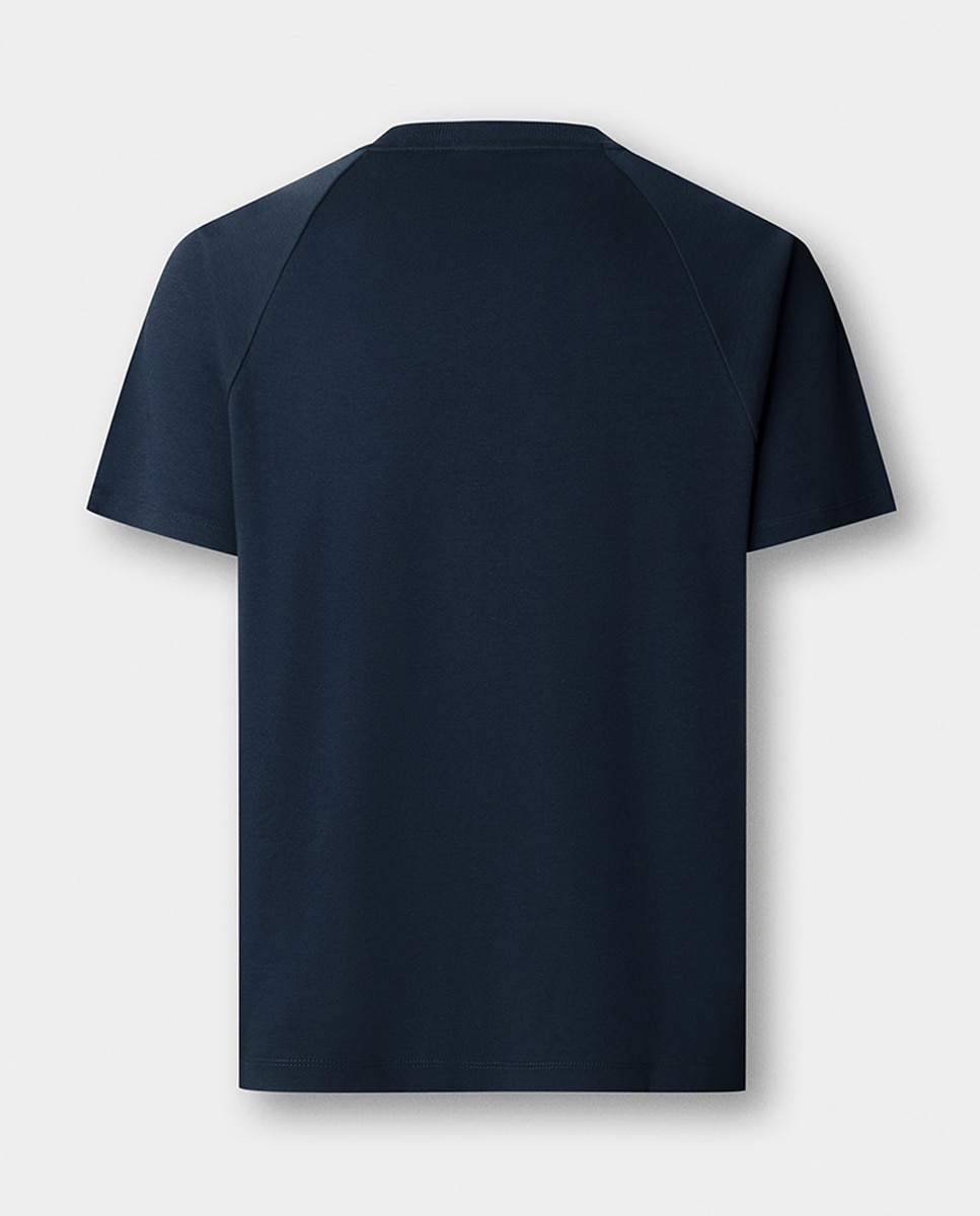 T-shirt Tamanhos Grandes de Manga Curta com Fitas nos Ombros e Mangas Azul-marinho-7