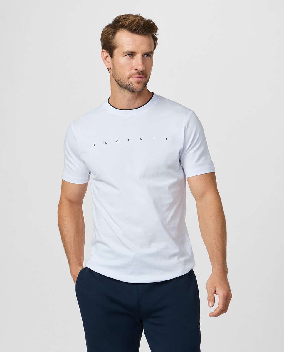 T-shirt de Manga Curta com Logótipo no Peito Tamanhos Grandes Branco-1