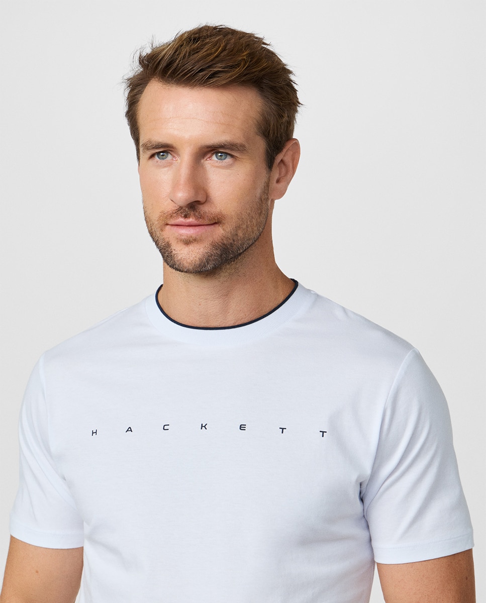 T-shirt de Manga Curta com Logótipo no Peito Tamanhos Grandes Branco-3