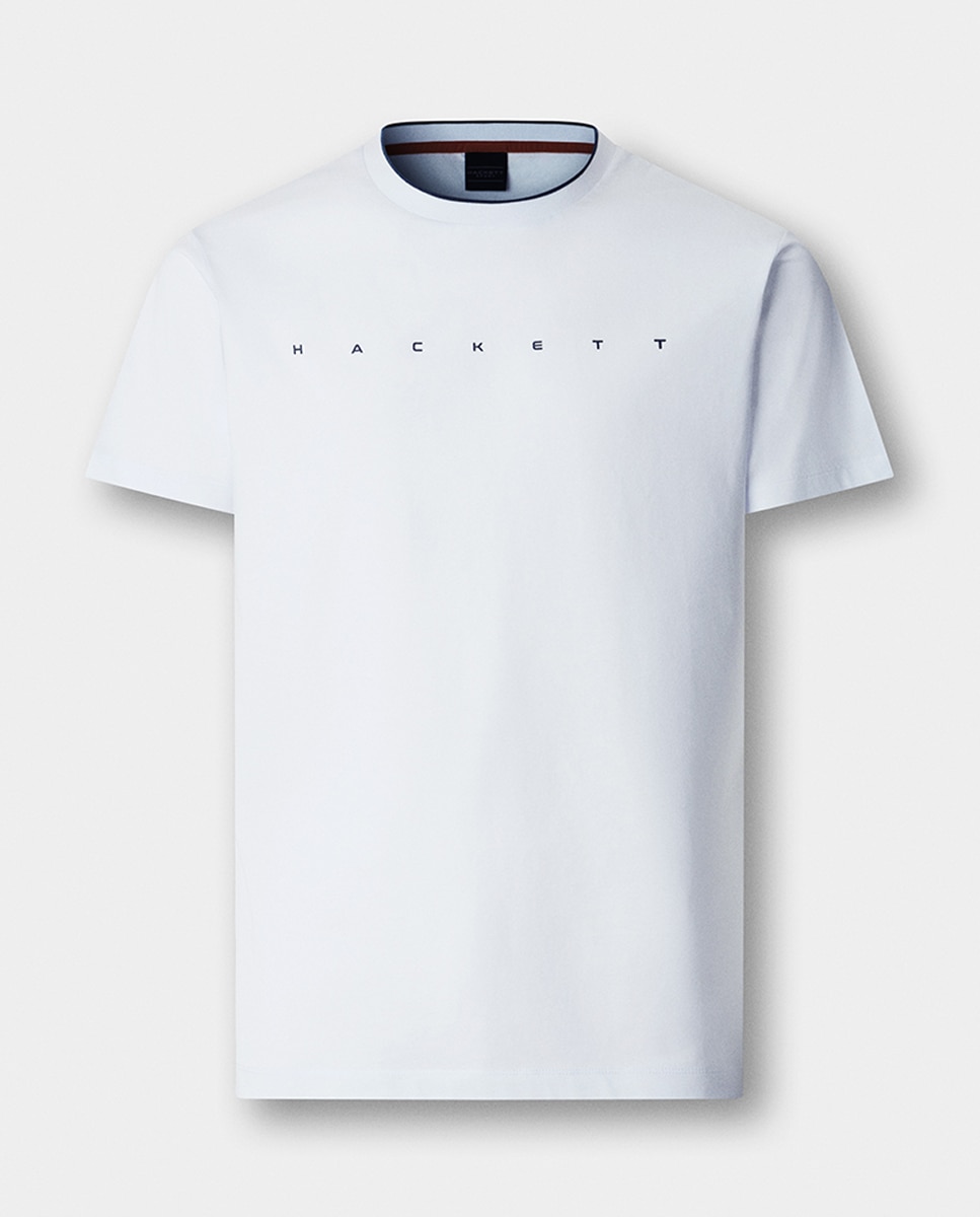 T-shirt de Manga Curta com Logótipo no Peito Tamanhos Grandes Branco-7