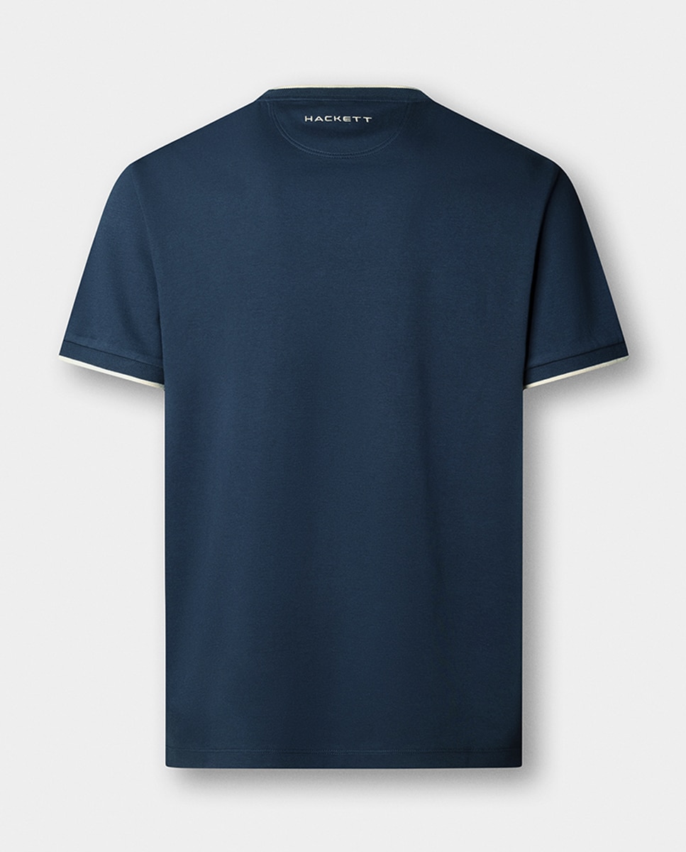 T-shirt Tamanhos Grandes com Manga Curta e Logótipo Engomado Azul-marinho-7