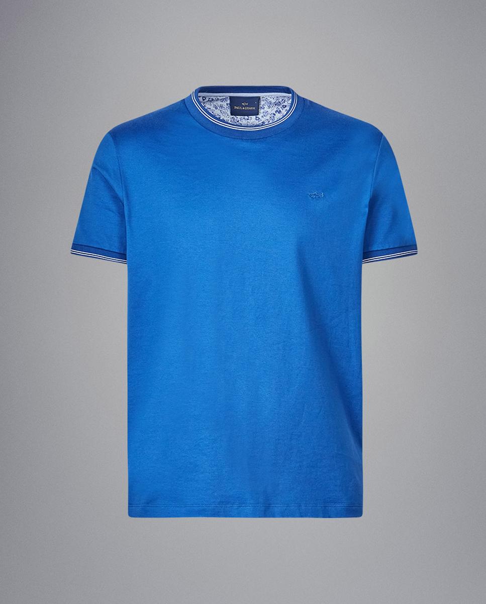 Imagem 0 de T-shirt Cápsula Azzurro com Contrastes na Gola e Mangas