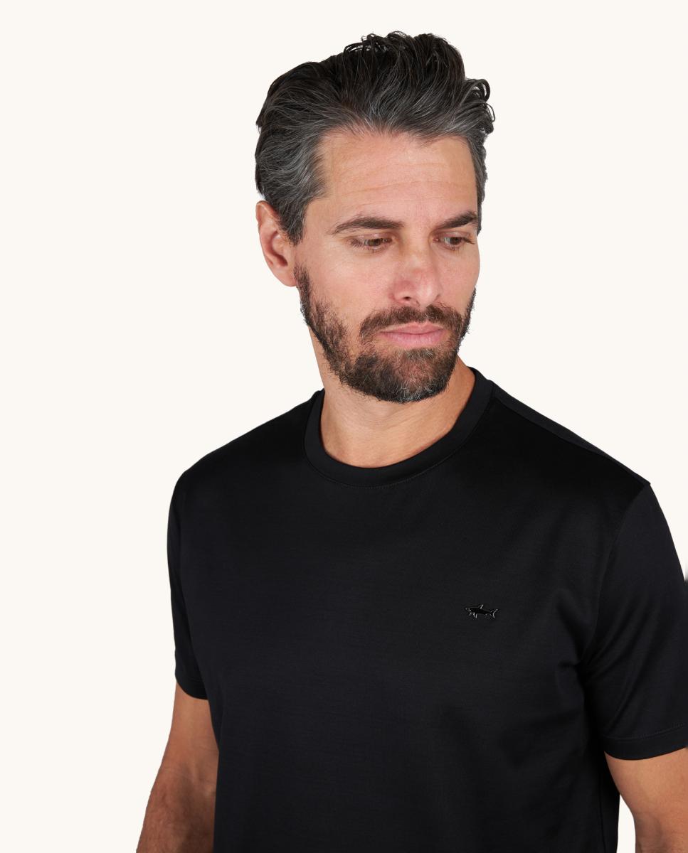 T-shirt Mercerizada com Logótipo Metálico Preto-3