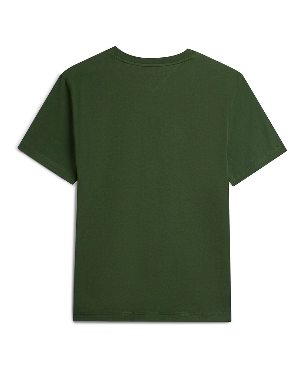 T-shirt de Manga Curta Lisa Tamanhos Grandes Verde-militar-2