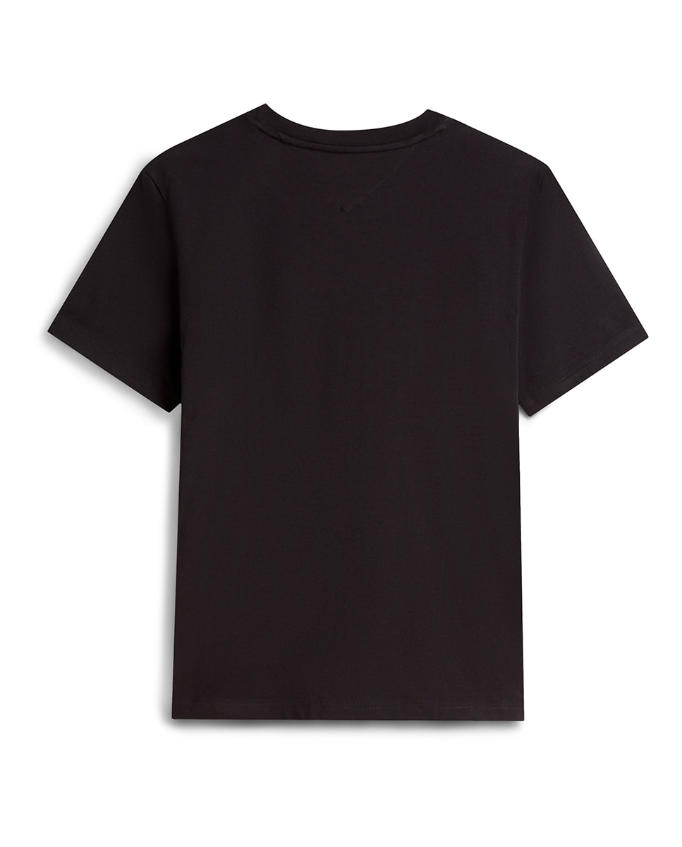 T-shirt de Manga Curta Lisa Tamanhos Grandes Preto-2