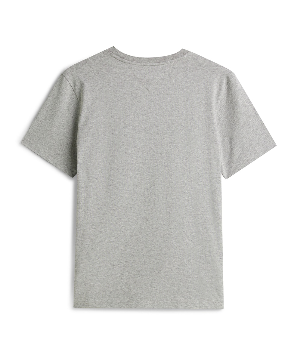 T-shirt de Manga Curta Lisa Tamanhos Grandes Cinzento-2