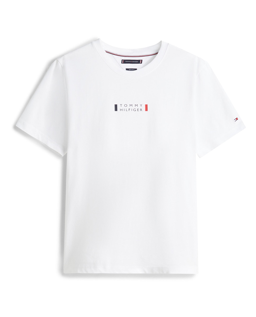 T-shirt de Manga Curta Lisa Tamanhos Grandes Branco-1