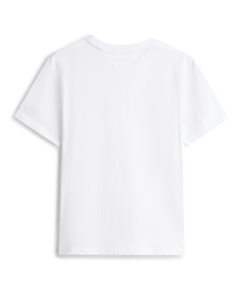 T-shirt de Manga Curta Lisa Tamanhos Grandes Branco-2
