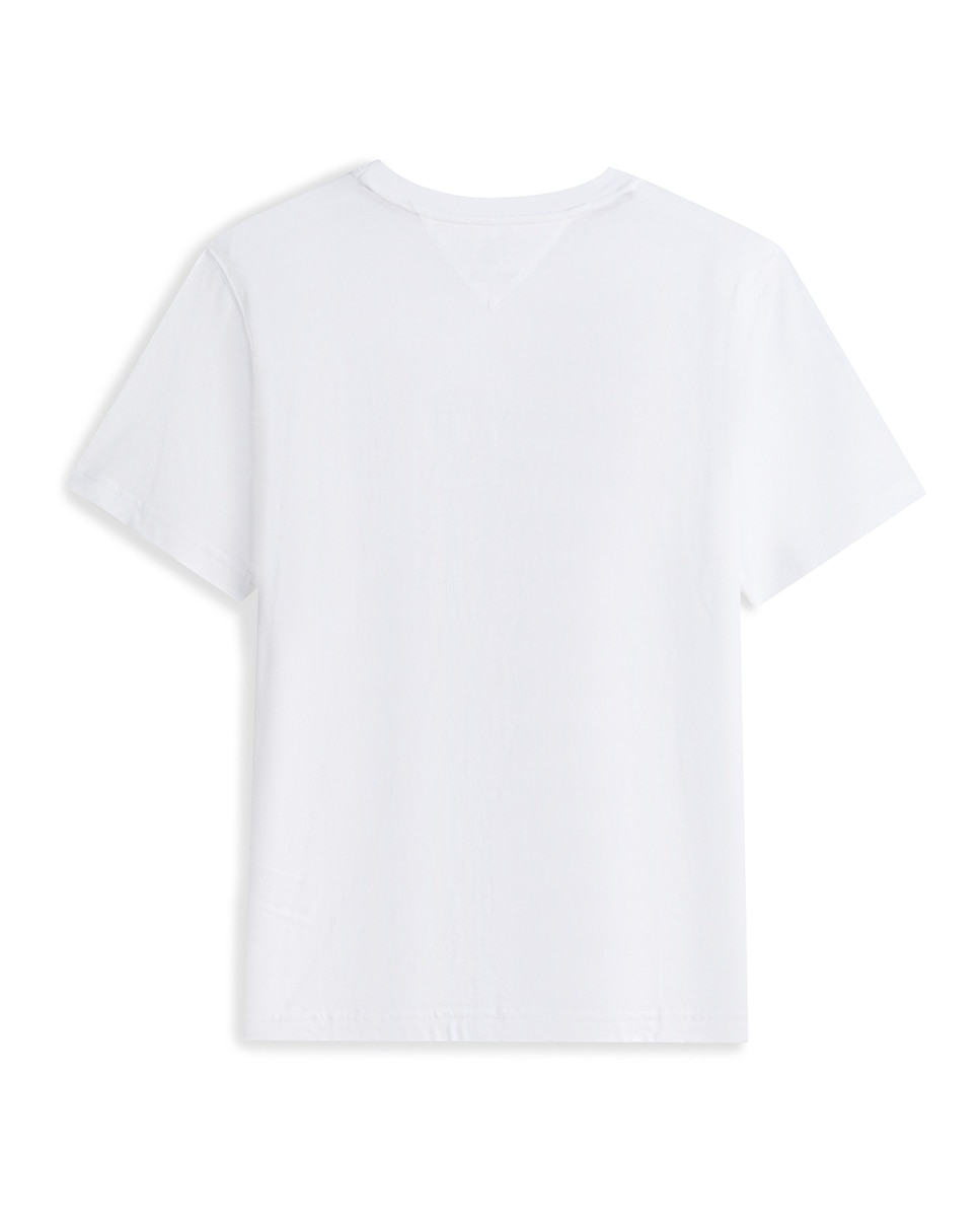 T-shirt de Manga Curta Lisa Tamanhos Grandes Branco-2
