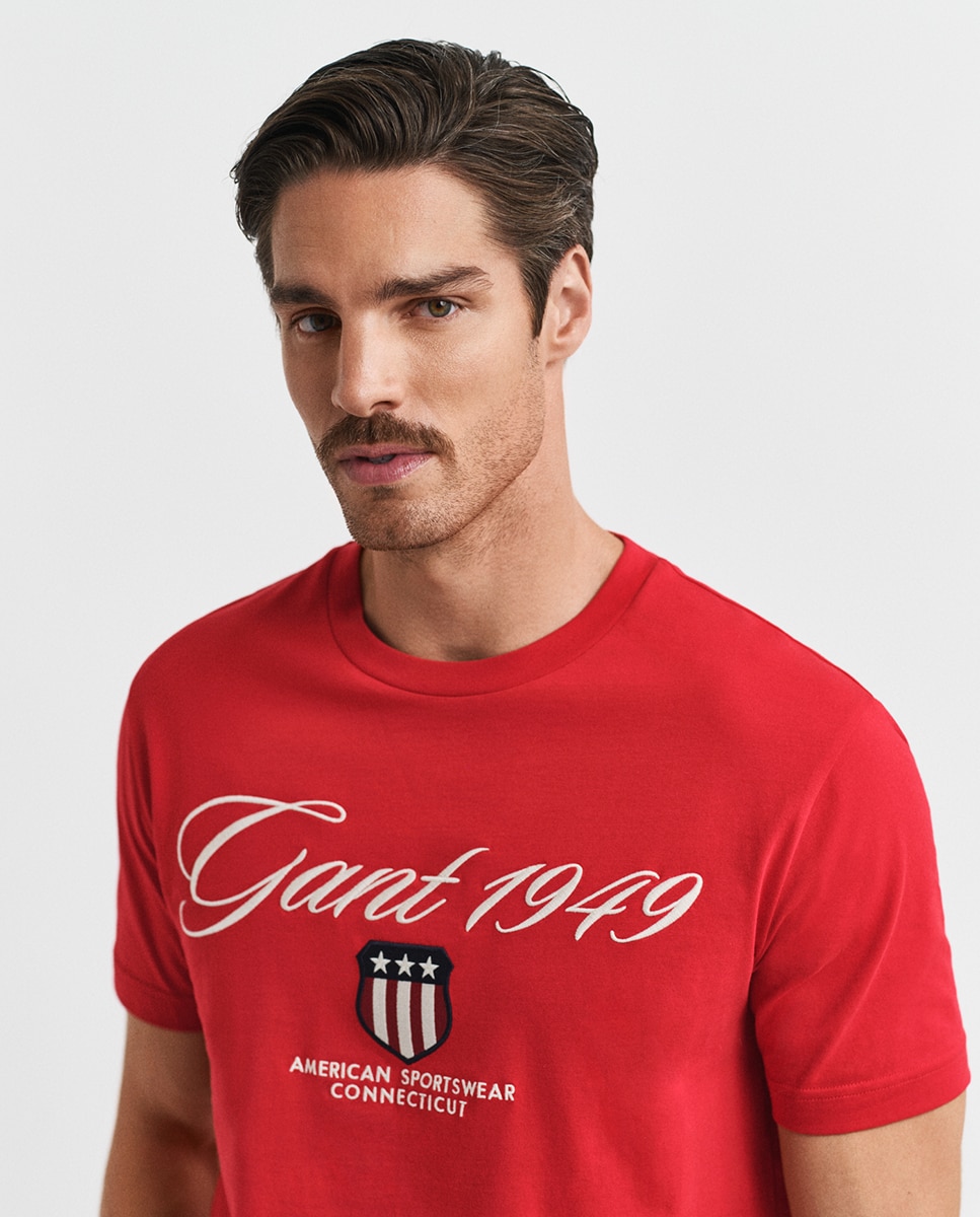 T-shirt com Logótipo à Frente e Manga Curta Tamanhos Grandes Rosa-3