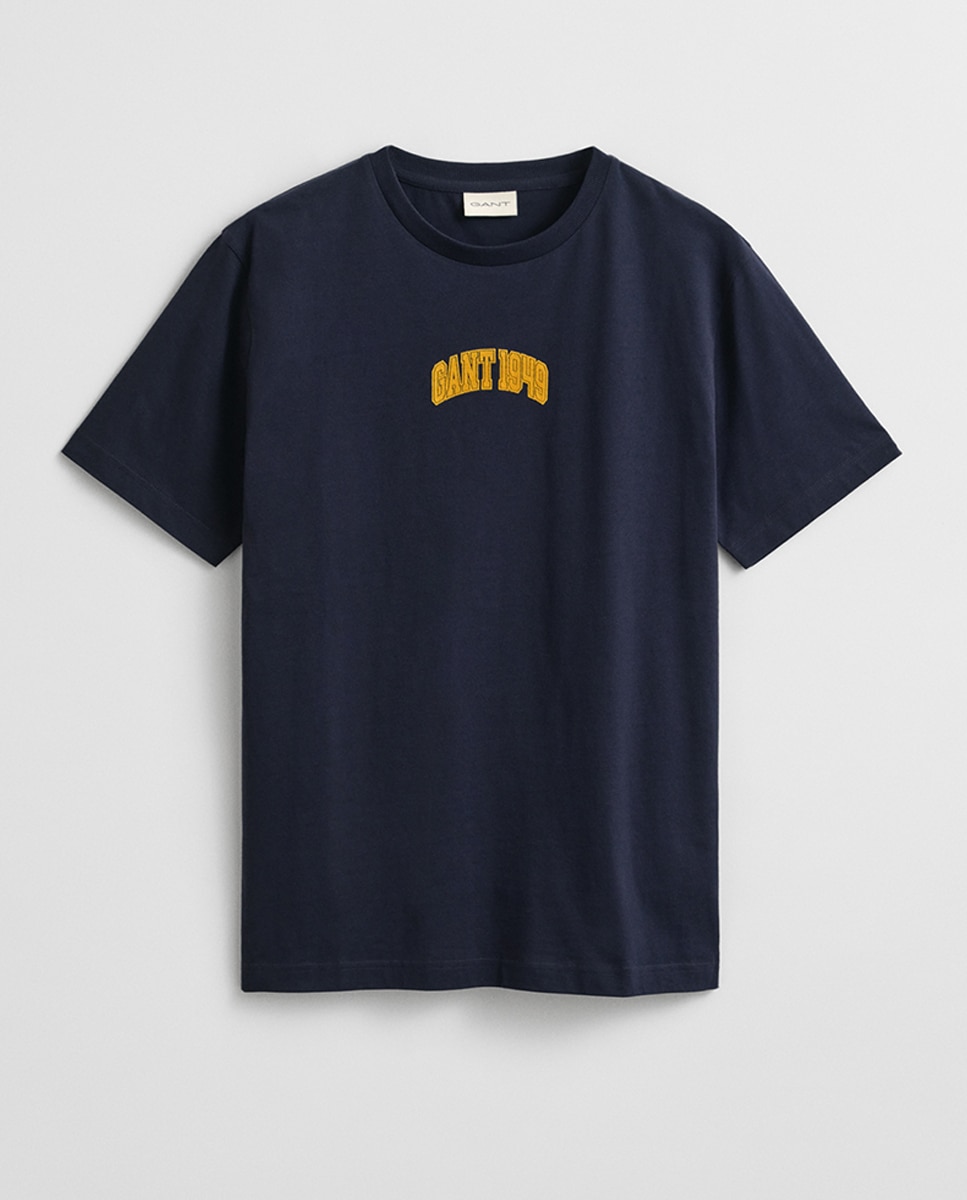T-shirt com Logótipo à Frente e Manga Curta Tamanhos Grandes Azul-4