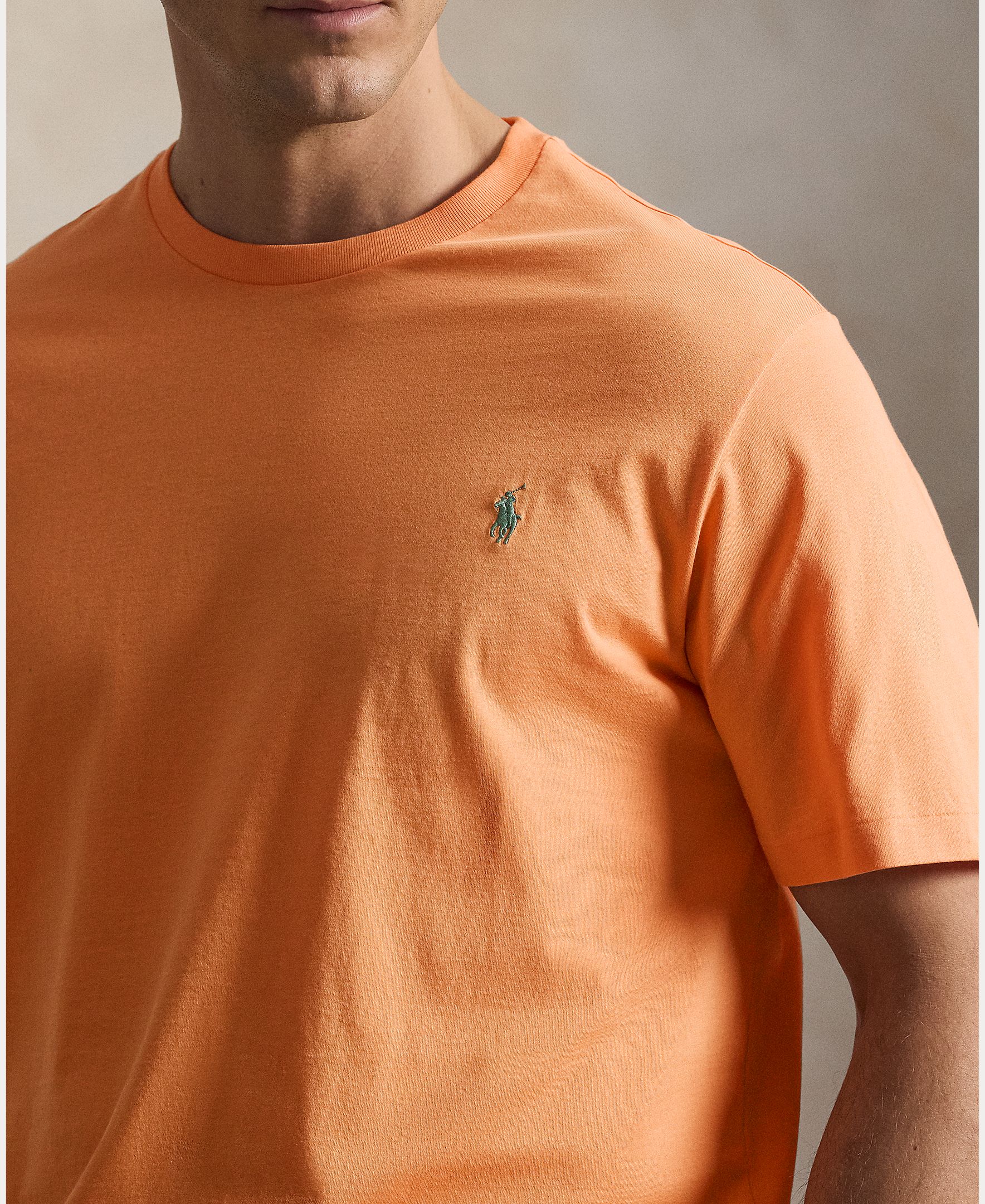 Camisola de Malha Tamanhos Grandes com Decote Redondo Laranja-4