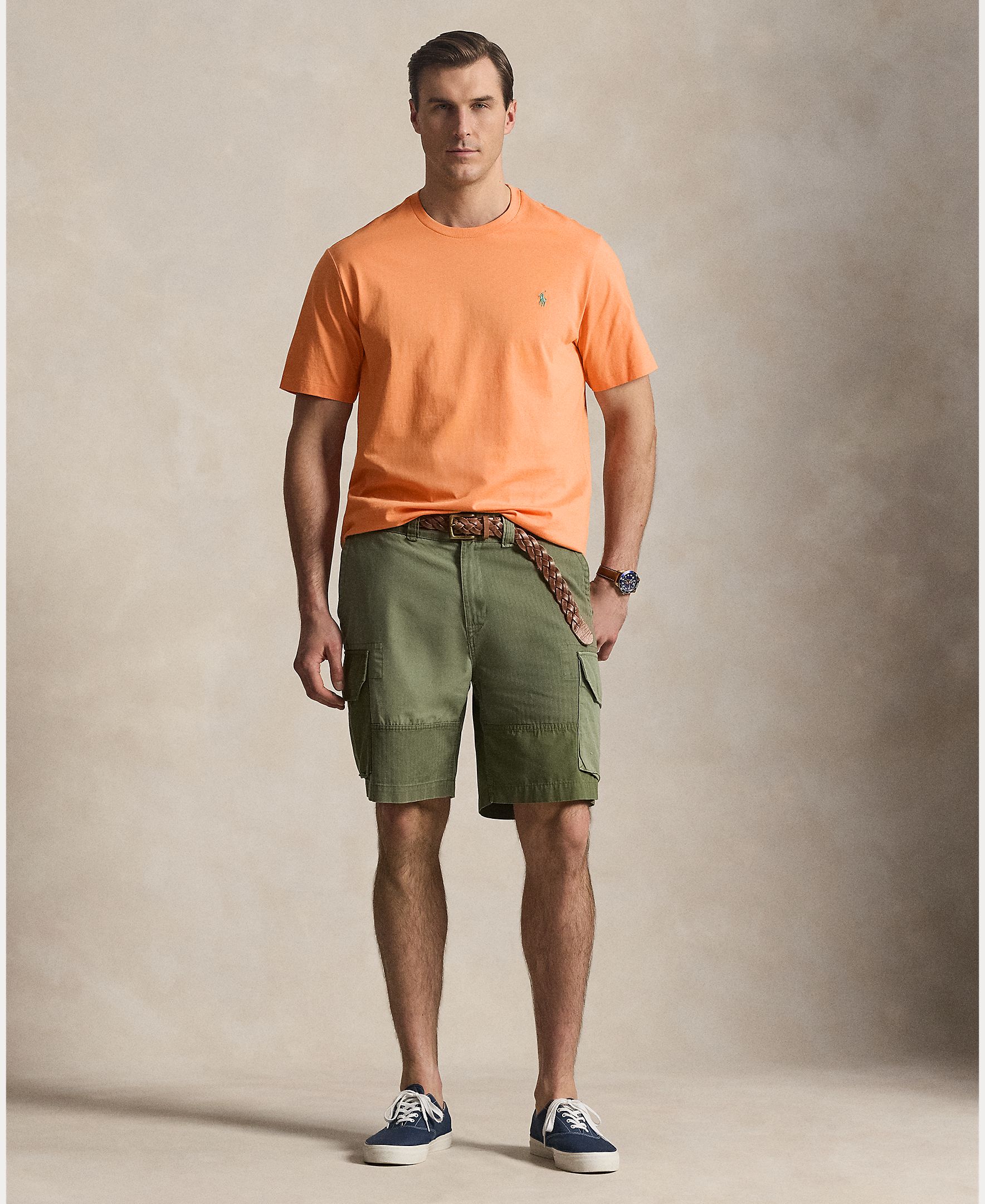 Camisola de Malha Tamanhos Grandes com Decote Redondo Laranja-7