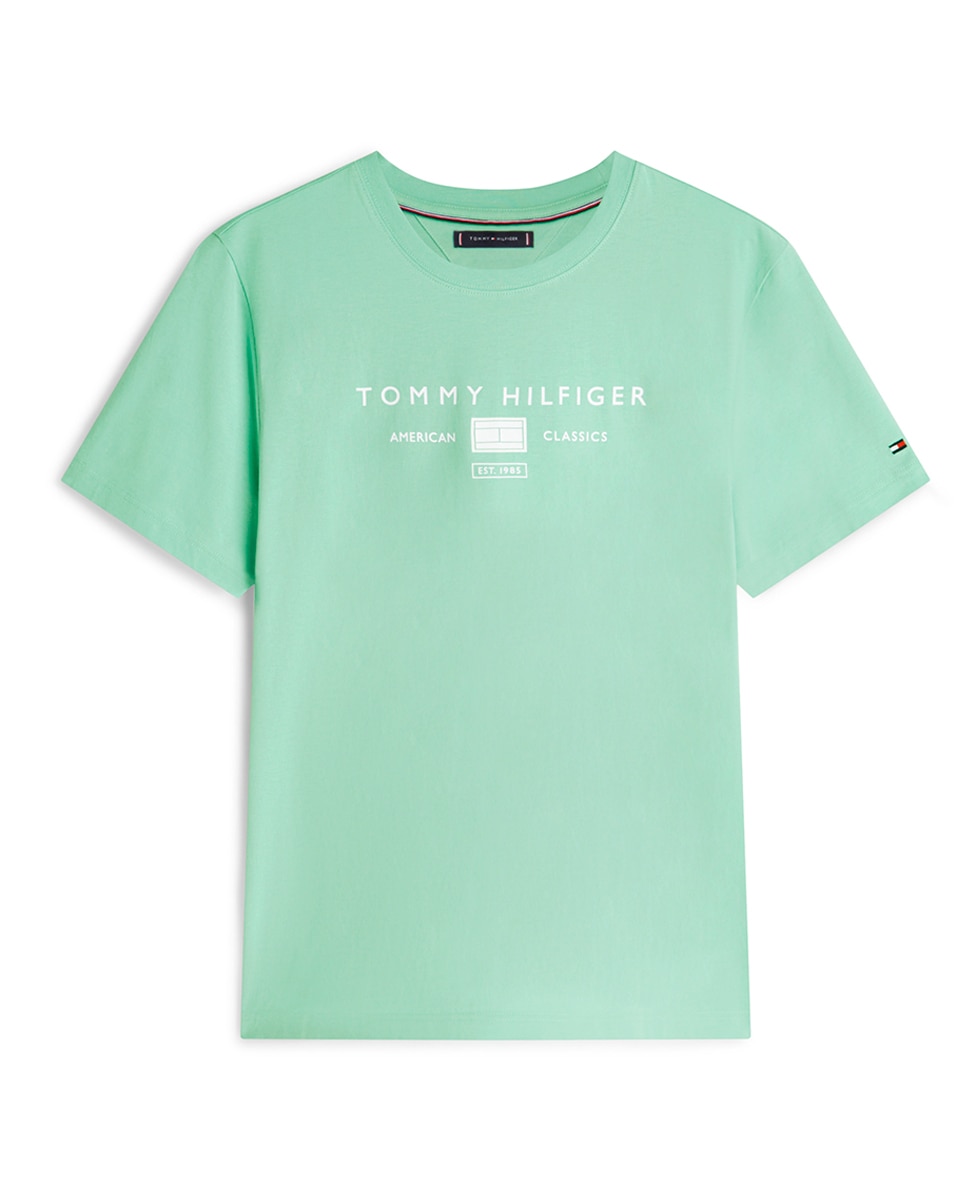 T-shirt de Manga Curta Lisa Tamanhos Grandes Verde-1