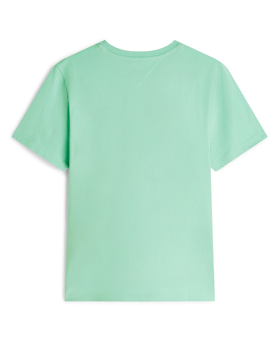 T-shirt de Manga Curta Lisa Tamanhos Grandes Verde-2