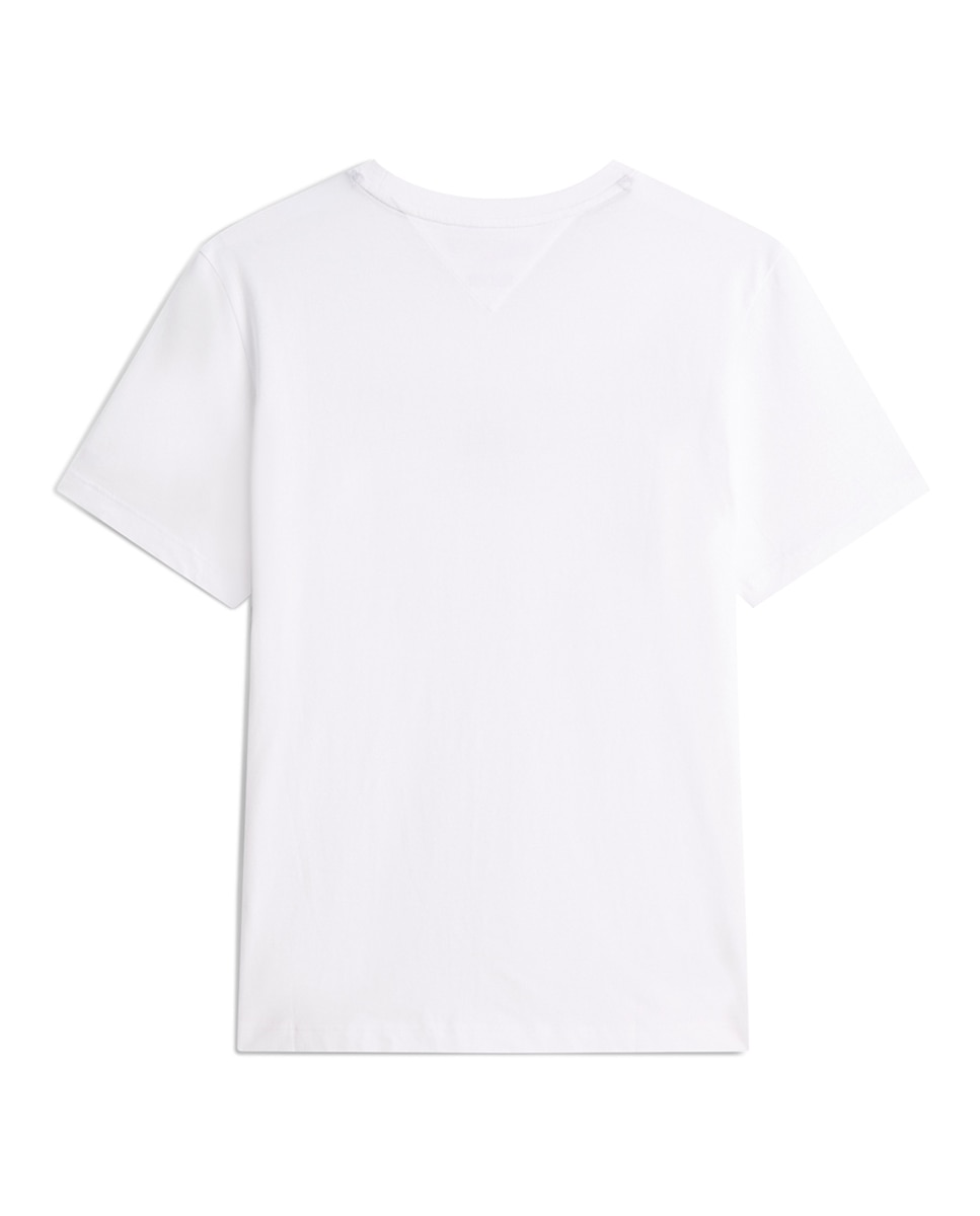 T-shirt de Manga Curta Lisa Tamanhos Grandes Branco-2