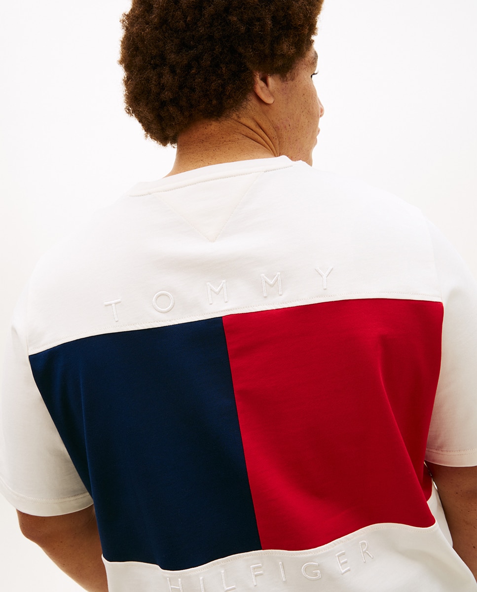 T-shirt de Manga Curta com Estampado de Color Block nas Costas Tamanhos Grandes Cru-3