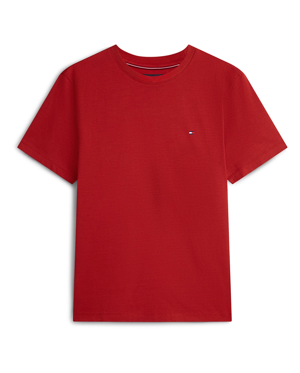T-shirt de Manga Curta Lisa Tamanhos Grandes Vermelho-4